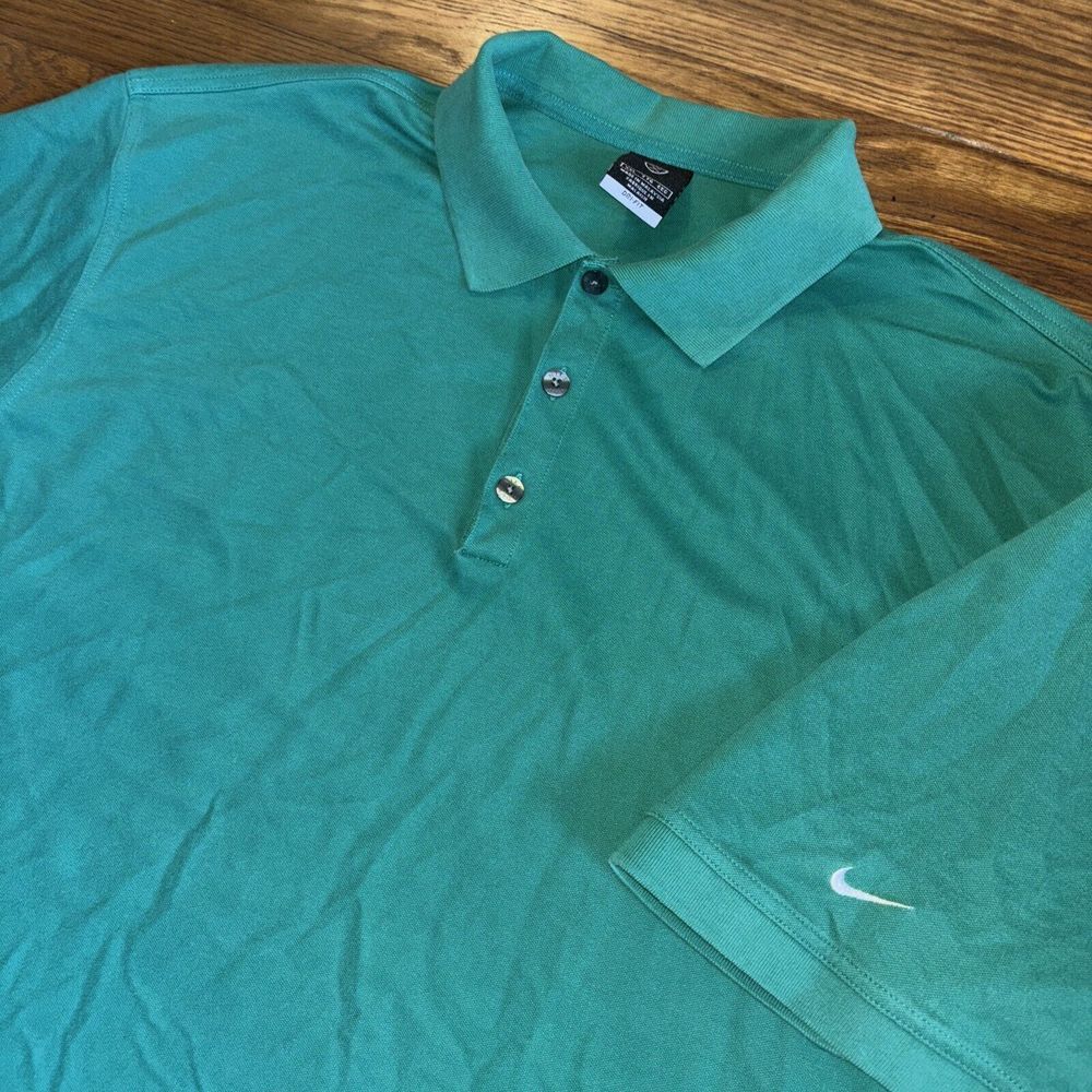 VTG Nike Golf Dri-Fit Mens XXL Polo Shirt Green‎ Embroidered Swoosh Y2K